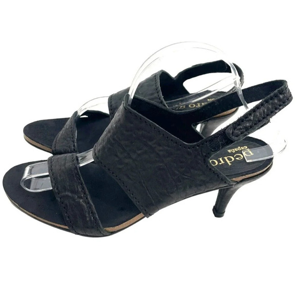 Pedro Garcia Shoes - Pedro Garcia Women's Black Pebbled Leather Ankle Strappy Sandals Heel Size Eu 40